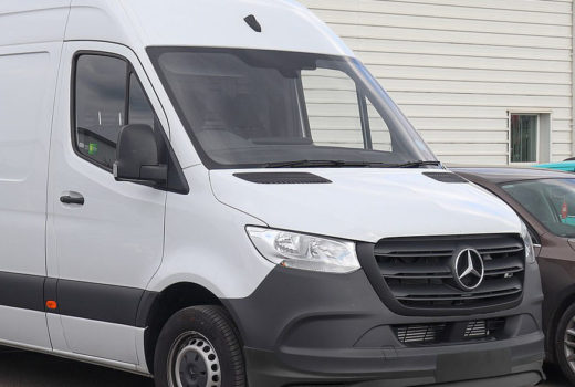 Here is a white Mercedes Sprinter with our Front add on.