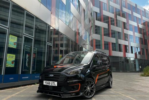 Black and Orange Ford Transit Connect