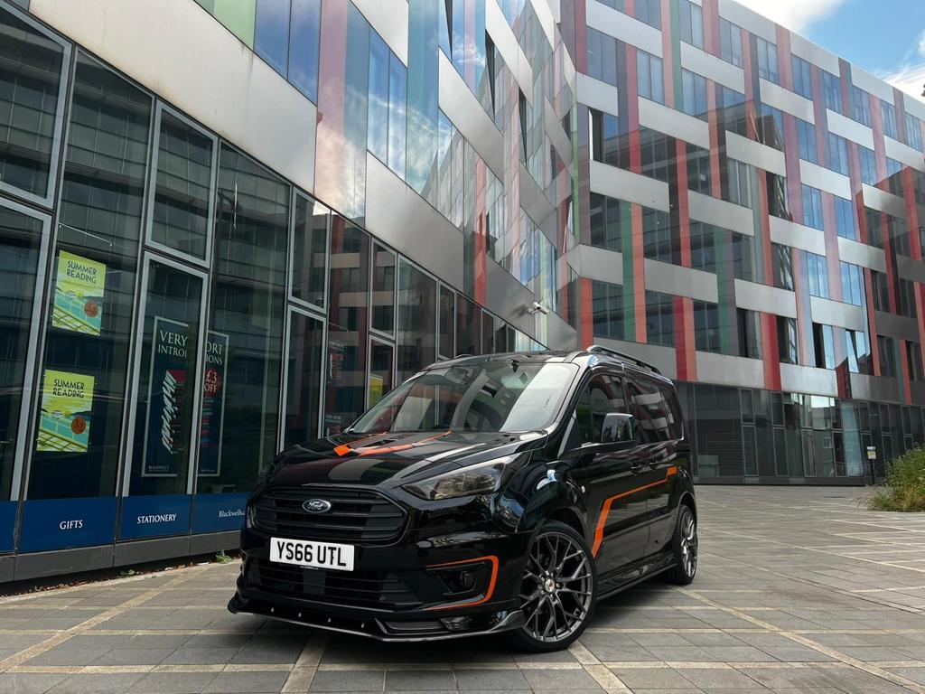 Black and Orange Ford Transit Connect