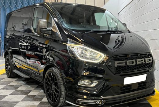 A black Ford Transit Custom