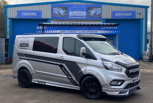 A Ford Transit Custom With Wheel Archers fitted